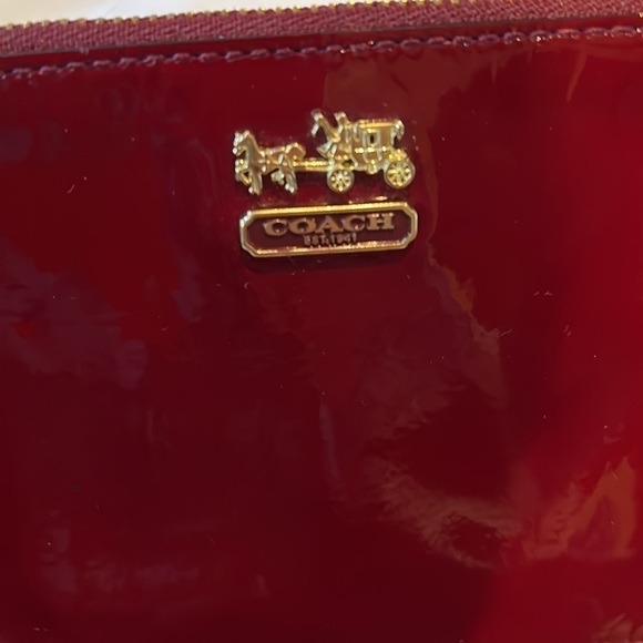 Coach 47941 Madison Dark Red Wine Patent Leather Chain Wristlet/Clutch - Picture 9 of 9